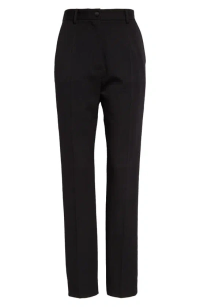 Shop Dolce & Gabbana Wool Blend Gabardine Cigarette Pants In Nero