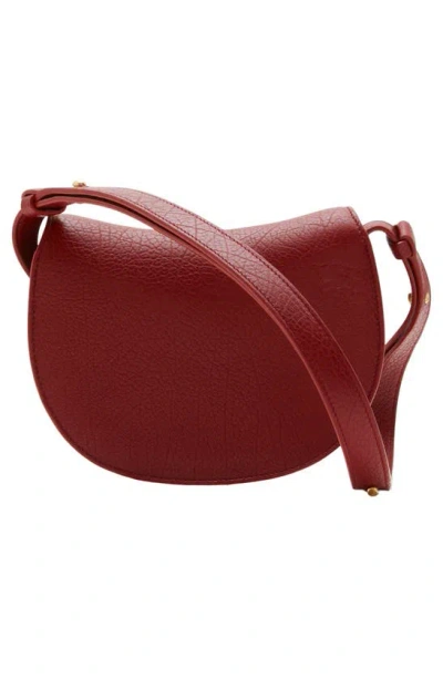 Shop Burberry Mini Rocking Horse Leather Crossbody Bag In Ruby
