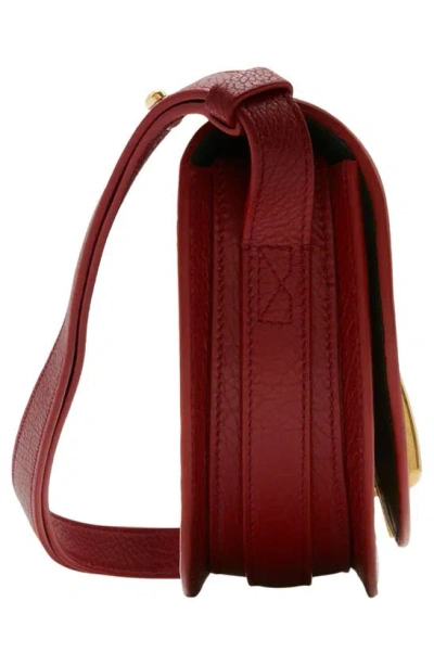 Shop Burberry Mini Rocking Horse Leather Crossbody Bag In Ruby