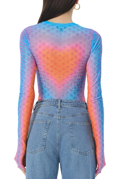 Afrm Kaylee Print Mesh Top In Cyber Heart