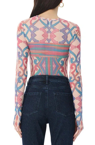Shop Afrm Kaylee Print Mesh Top In Sculpted Cable