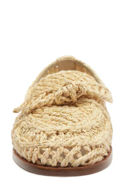 Shop Alexandre Birman Bow Detail Raffia Loafer In Pearl