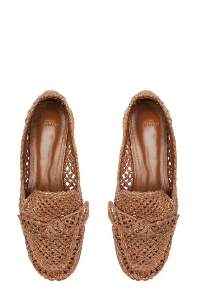 Shop Alexandre Birman Bow Detail Raffia Loafer In Brown