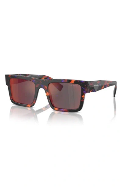 Prada 52mm Rectangular Sunglasses In Abstract Orange
