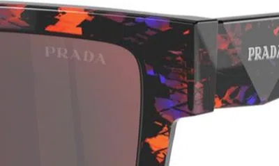 Prada 52mm Rectangular Sunglasses In Abstract Orange