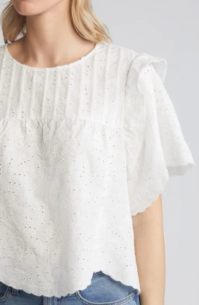 Shop Wit & Wisdom Eyelet Ruffle Top In Off White