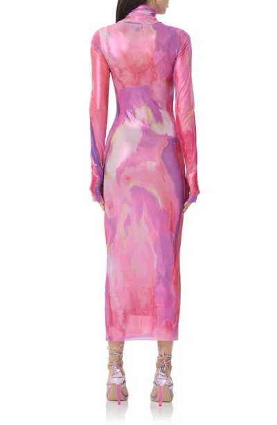Shop Afrm Shailene Foil Long Sleeve Dress In Painted Orchid