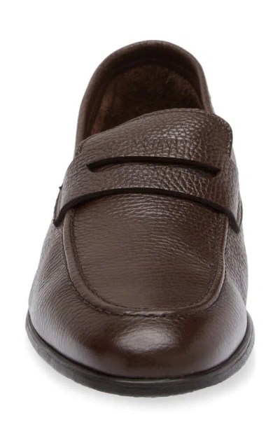 Shop Canali Penny Loafer In Dark Brown