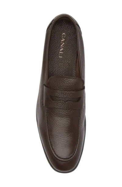Shop Canali Penny Loafer In Dark Brown