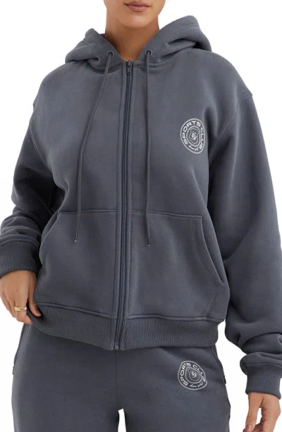 Shop House Of Cb Mirage Cotton Blend Hoodie In Slate