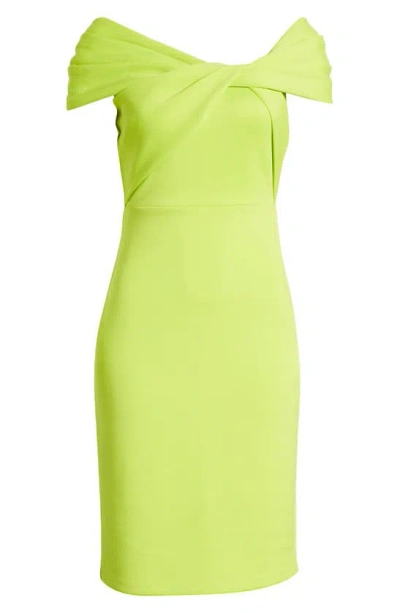 Shop Eliza J Twisted Cap Sleeve Scuba Sheath Dress In Lime