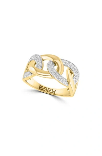 Shop Effy Diamond Chain Link Ring In Yellow Gold