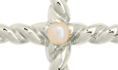 Sterling Forever Anas Cultured Pearl Cross Pendant Necklace In Silver