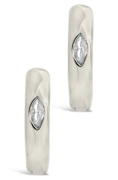 Sterling Forever Rayne Cz Hoop Earrings In Silver