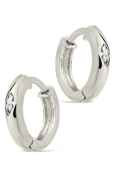 Sterling Forever Rayne Cz Hoop Earrings In Silver
