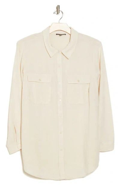 Shop Adrianna Papell Button-up Utility Shirt In Barley