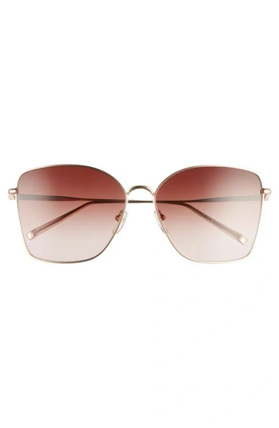 Shop Longchamp Roseau 60mm Gradient Square Sunglasses In Rose Gold/ Brown