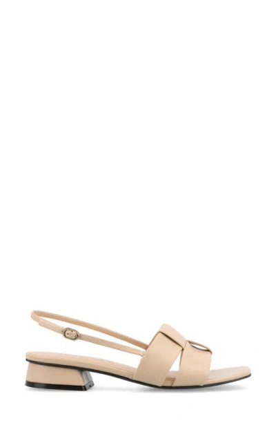 Journee Collection Tabatha Block Heel Sandal In Light Beige