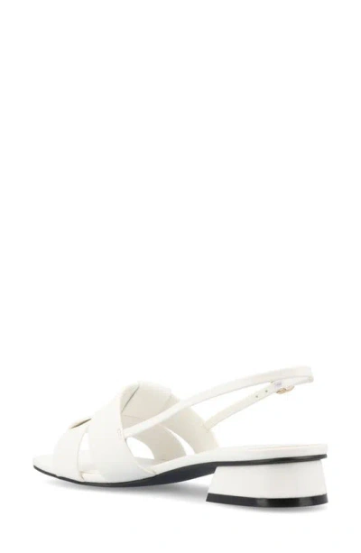 Journee Collection Women's Tabatha Block Heel Slingback Flat Sandals In White