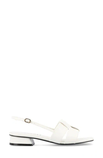 Journee Collection Women's Tabatha Block Heel Slingback Flat Sandals In White
