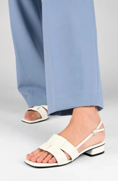 Journee Collection Women's Tabatha Block Heel Slingback Flat Sandals In White