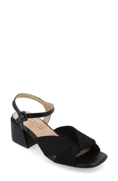 Shop Journee Collection Zerlina Knit Block Heel Sandal In Black