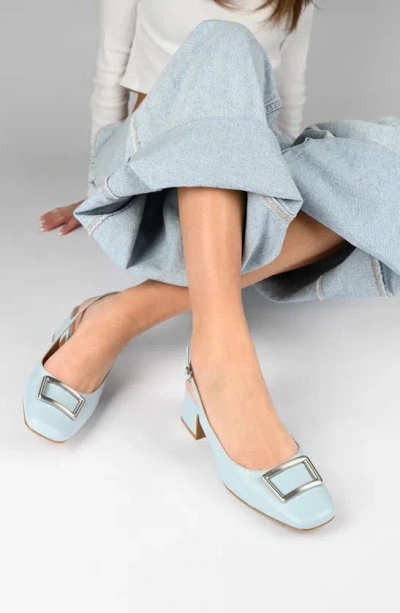 Journee Collection Everlee Womens Square Block Heel Pumps In Blue