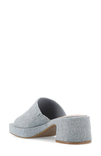 Journee Collection Bessa Block Heel Slide Sandal In Light Denim