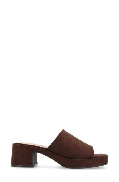 Journee Collection Bessa Block Heel Slide Sandal In Brown