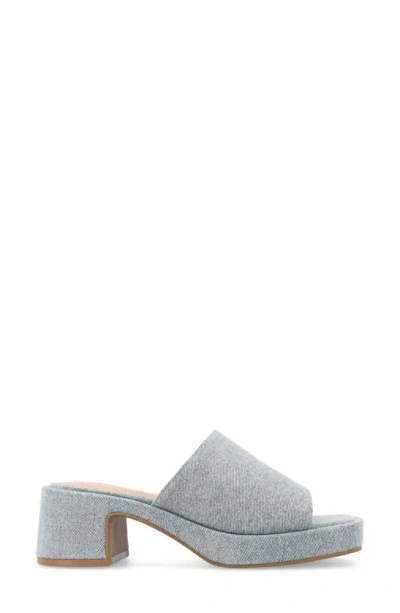 Journee Collection Bessa Block Heel Slide Sandal In Light Denim