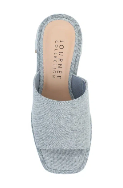 Journee Collection Bessa Block Heel Slide Sandal In Light Denim