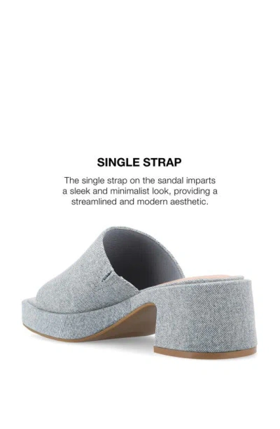 Journee Collection Bessa Block Heel Slide Sandal In Light Denim
