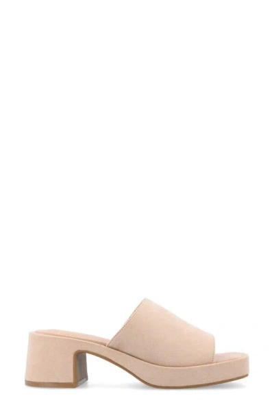 Journee Collection Bessa Block Heel Slide Sandal In Beige