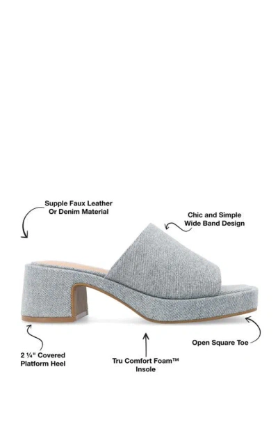 Journee Collection Bessa Block Heel Slide Sandal In Light Denim