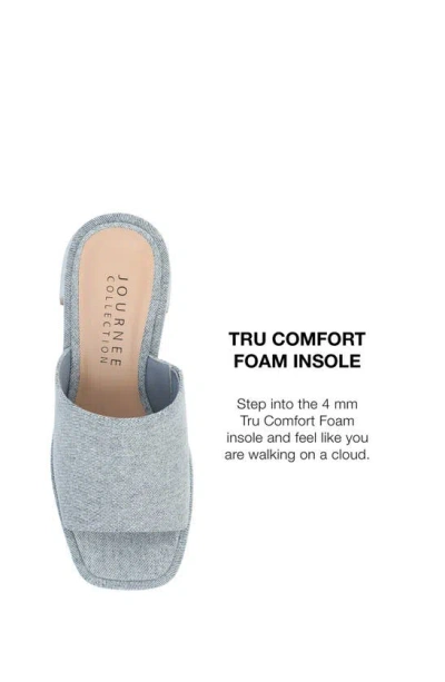Journee Collection Bessa Block Heel Slide Sandal In Light Denim