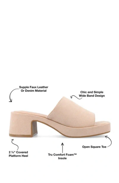 Journee Collection Bessa Block Heel Slide Sandal In Beige