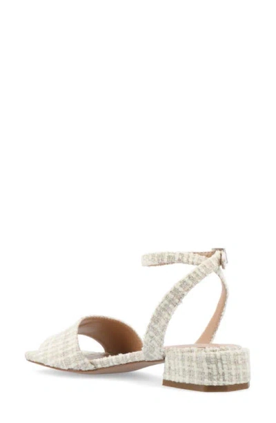 Journee Collection Women's Adleey Ankle Strap Tweed Block Heel Sandals In Beige