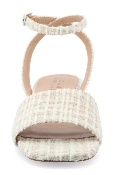 Journee Collection Women's Adleey Ankle Strap Tweed Block Heel Sandals In Beige