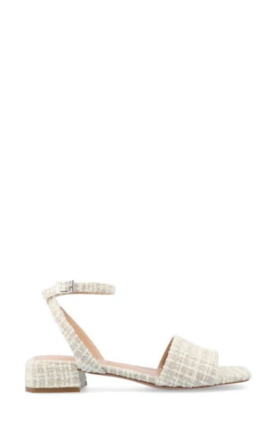 Journee Collection Women's Adleey Ankle Strap Tweed Block Heel Sandals In Beige