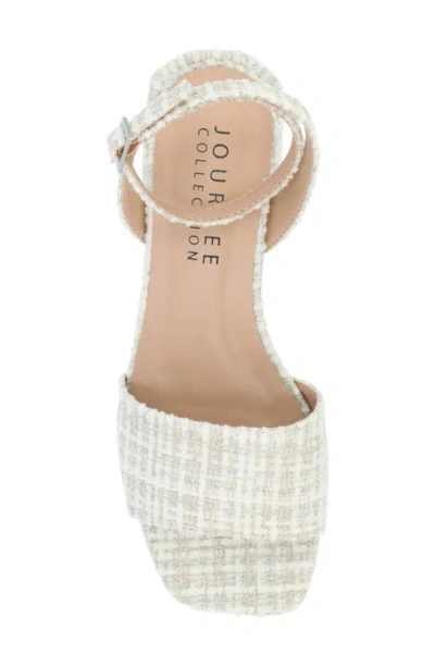 Journee Collection Women's Adleey Ankle Strap Tweed Block Heel Sandals In Beige