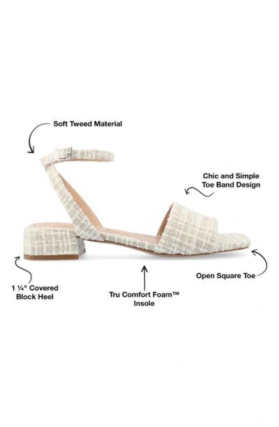 Journee Collection Women's Adleey Ankle Strap Tweed Block Heel Sandals In Beige