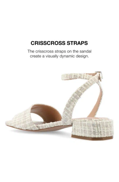 Journee Collection Women's Adleey Ankle Strap Tweed Block Heel Sandals In Beige