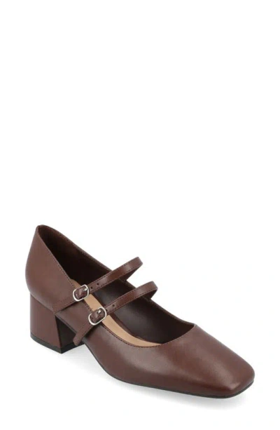 Journee Collection Women's Nally Double Strap Mary Jane Pumps In Brown