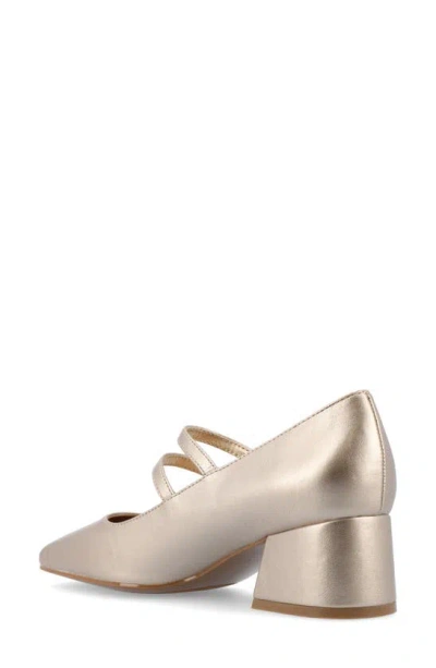 Journee Collection Women's Nally Double Strap Mary Jane Pumps In Gold