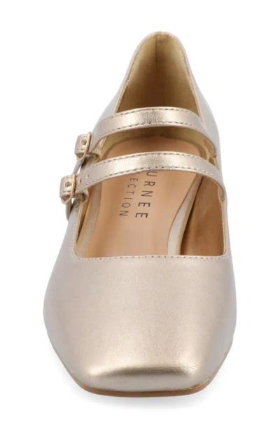 Journee Collection Women's Nally Double Strap Mary Jane Pumps In Gold