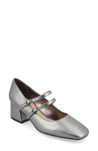 Journee Collection Women's Nally Double Strap Mary Jane Pumps In Pewter