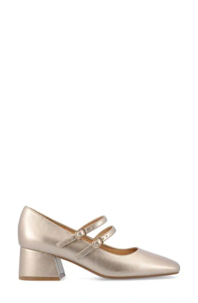 Journee Collection Women's Nally Double Strap Mary Jane Pumps In Gold