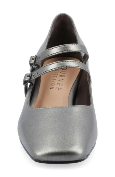 Journee Collection Women's Nally Double Strap Mary Jane Pumps In Pewter