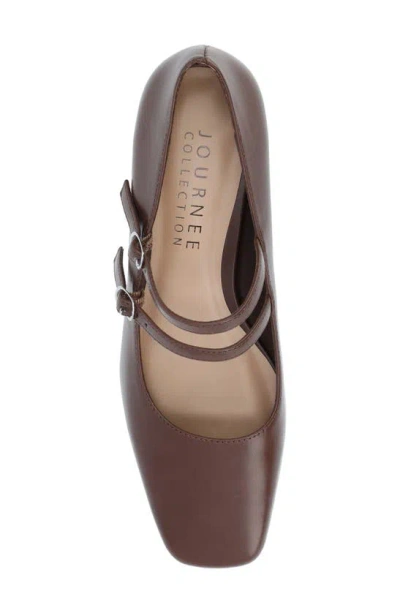 Journee Collection Women's Nally Double Strap Mary Jane Pumps In Brown