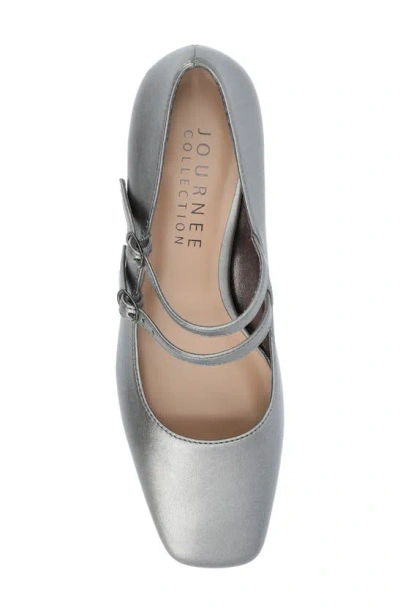 Journee Collection Women's Nally Double Strap Mary Jane Pumps In Pewter